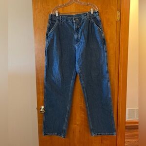 Carhartt Jeans Mens 38x34 Blue Denim Workwear Carpenter Made In Mexico